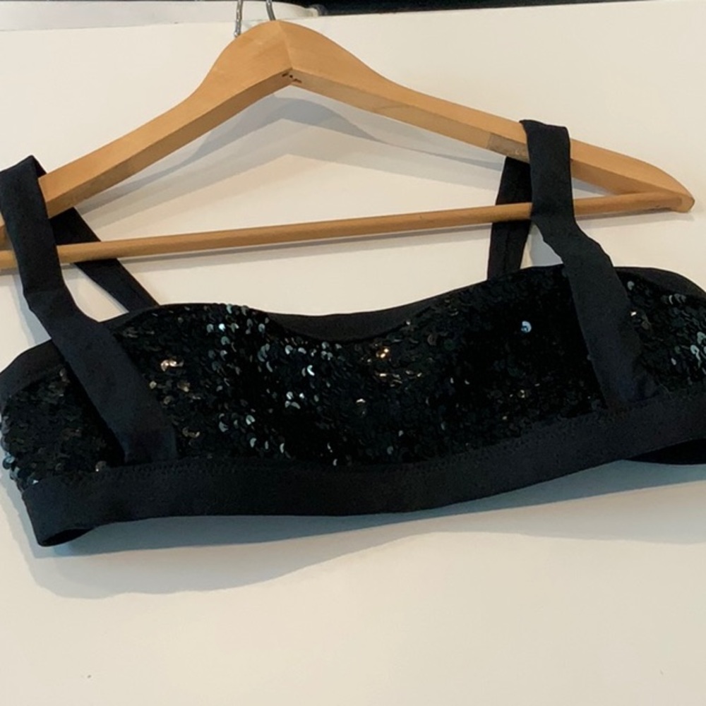 Betsey Johnson Black Sequin Bandeau Bralette